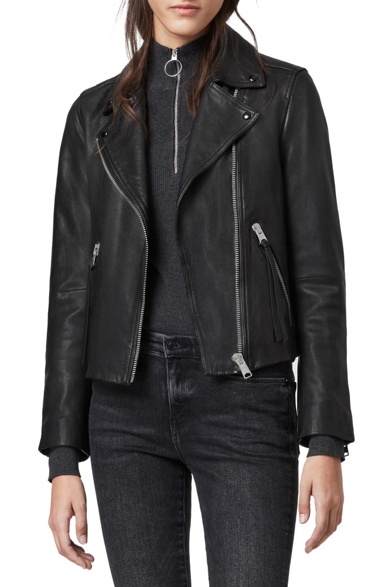 AllSaints Dalby Leather Biker Jacket, Main, color,