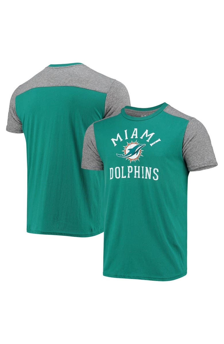 Majestic Threads Men's Majestic Threads Aqua/Gray Miami Dolphins Field Goal Slub T-Shirt, Main, color, Aqua