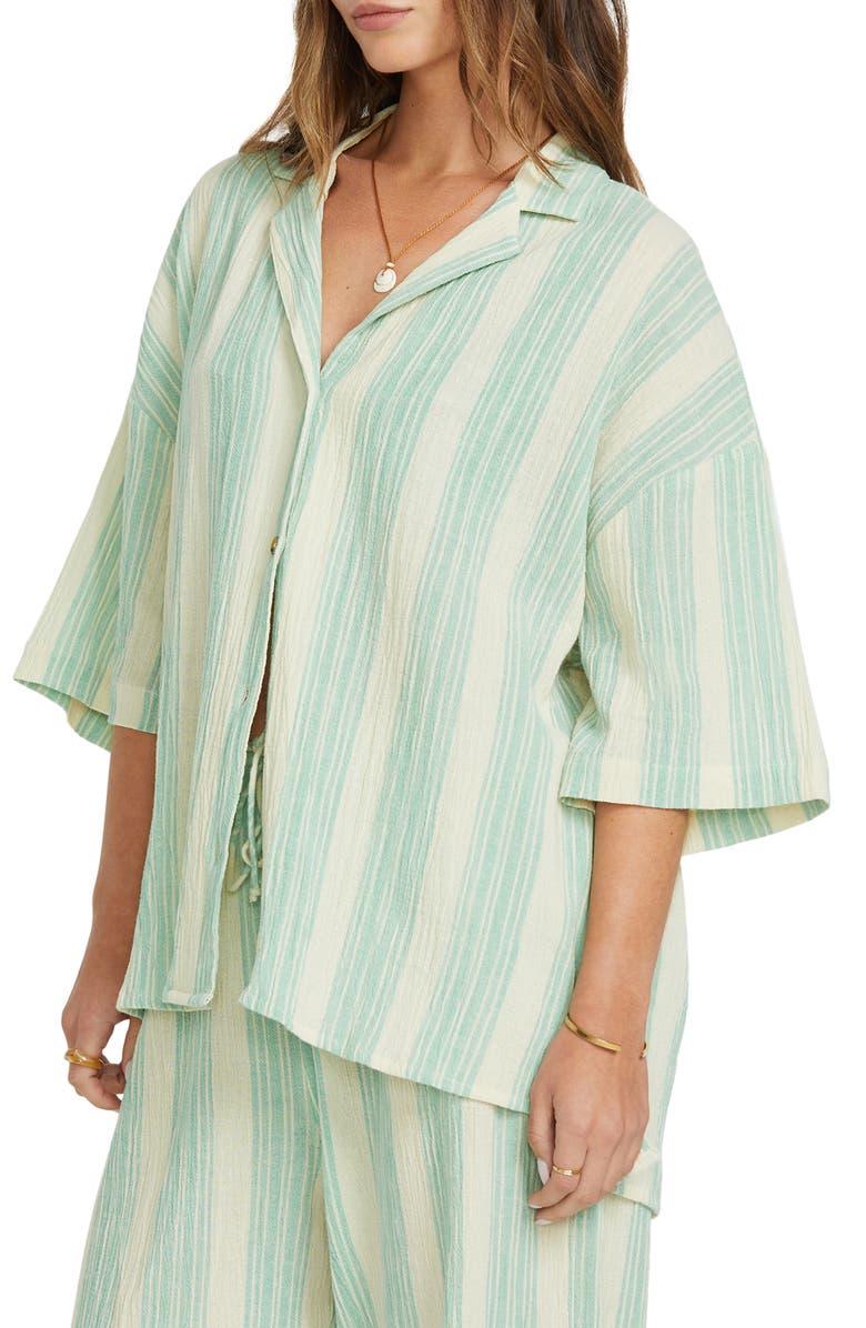 Billabong Beachside Stripe Short Sleeve Button-Up Shirt, Alternate, color,