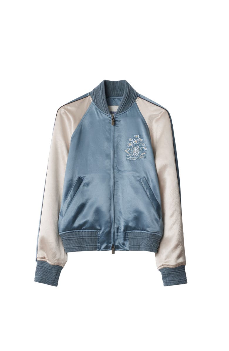 Burberry EKD Satin Bomber Jacket, Alternate, color, 