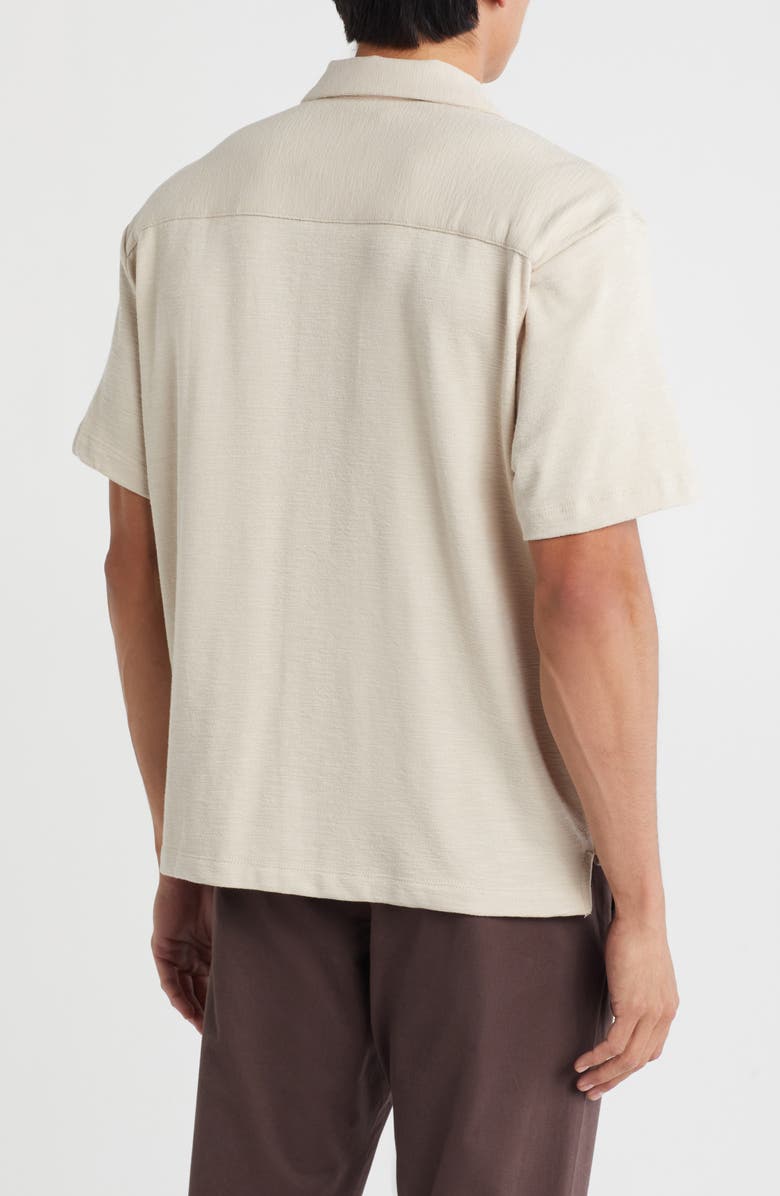 DENIM AND FLOWER Short Sleeve Knit Camp Shirt, Alternate, color, Sand