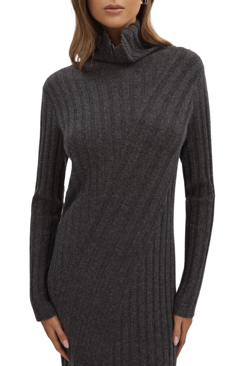 Cady Long Sleeve Wool Blend Rib Sweater Dress, Alternate, color, CHARCOAL