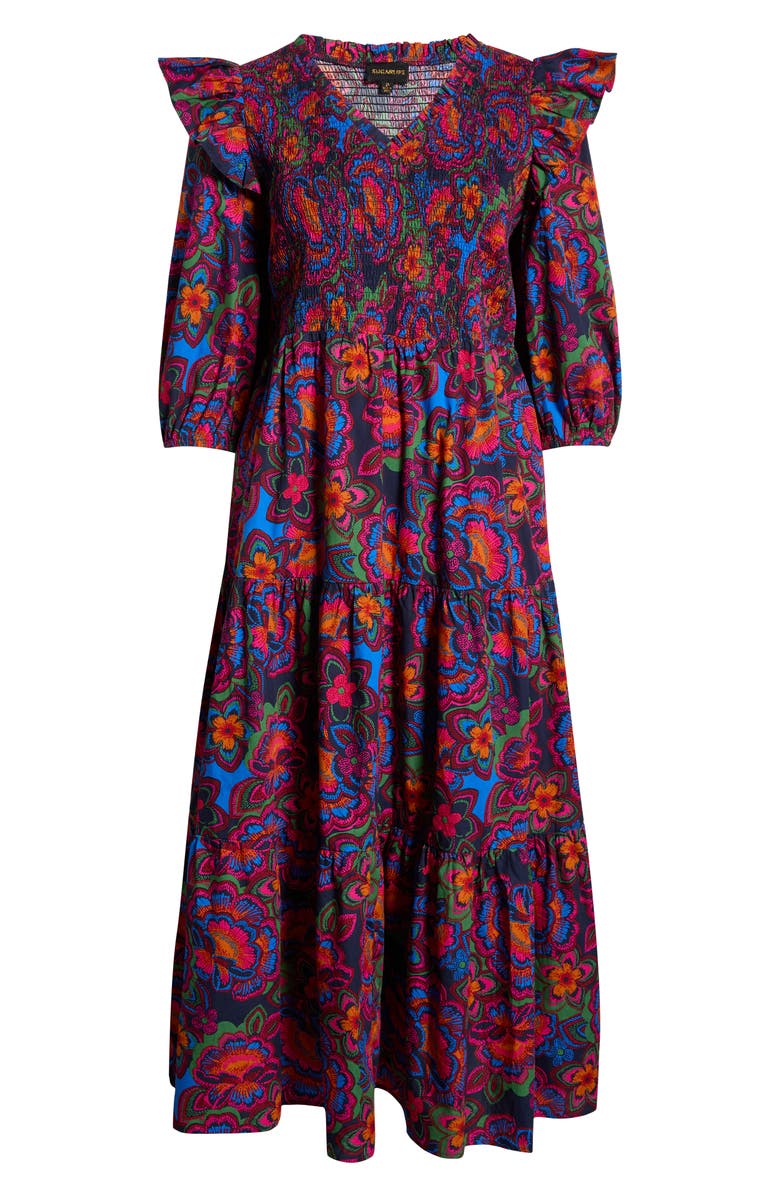 SUGARLIPS Raveena Smocked Maxi Dress, Main, color, Navy-Fuchsia