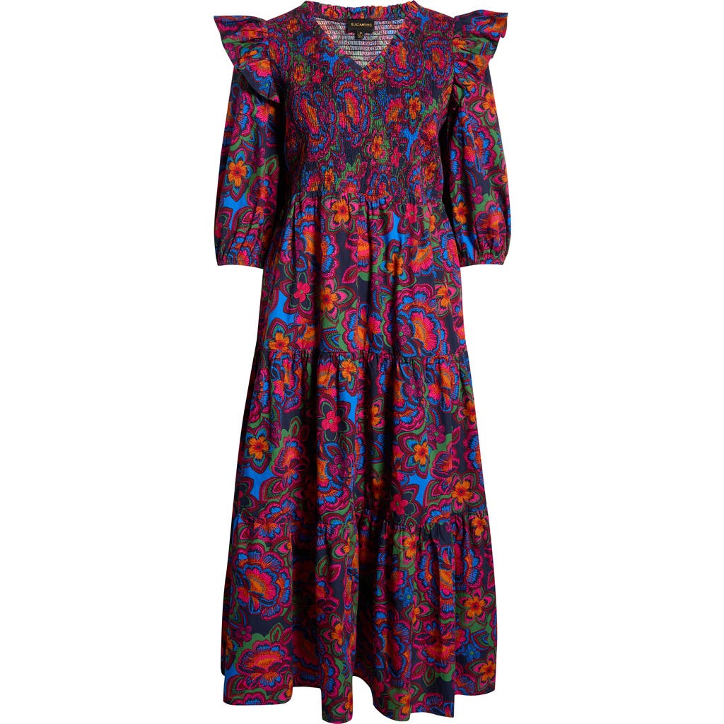 Sugarlips Raveena Smocked Maxi Dress In Burgundy