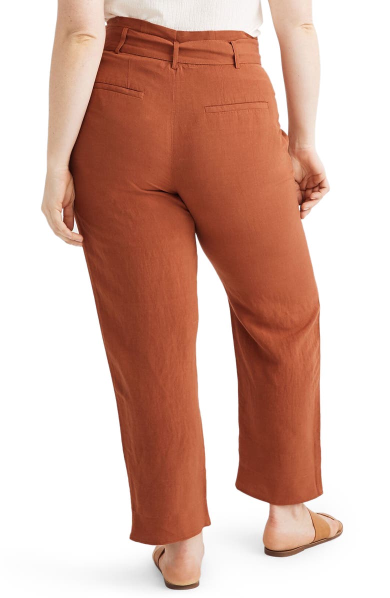 Madewell Linen Blend Paperbag Pants, Alternate, color,