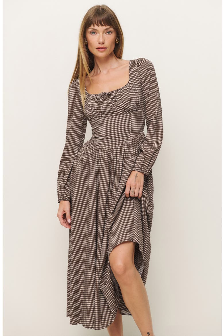 Oria Gingham Long Sleeve Organic Cotton Maxi Dress, Alternate, color, TARTINE CHECK