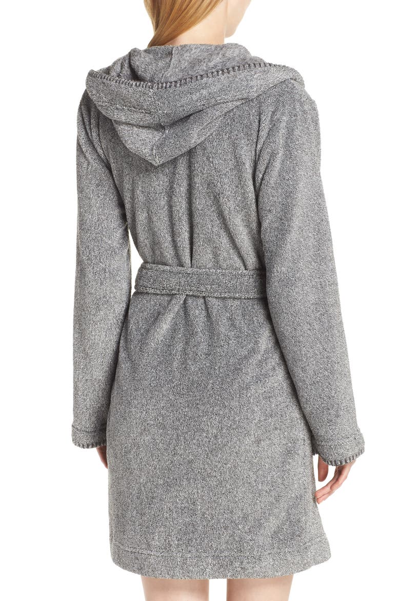 Starry Night Plush Short Robe, Alternate, color, GREY PHANTOM