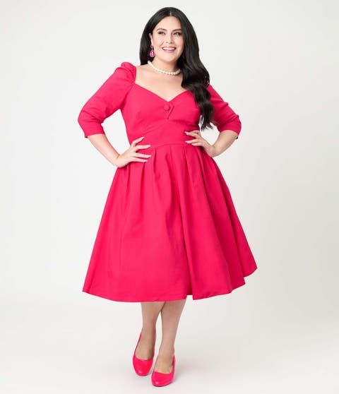 Plus Size Woven Sweetheart Neckline Lamar Swing Dress