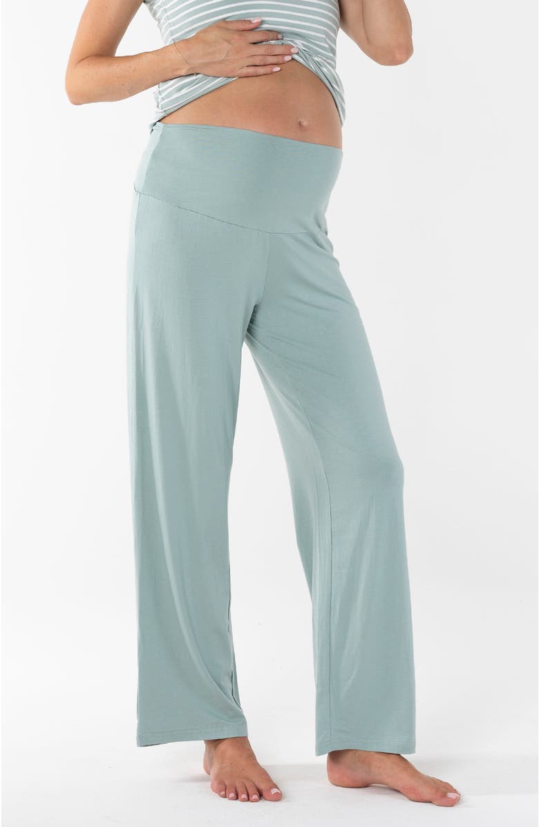 Angel Maternity Elar Maternity & Nursing 2-Piece Sleepwear Set for New Moms, Alternate, color, Green