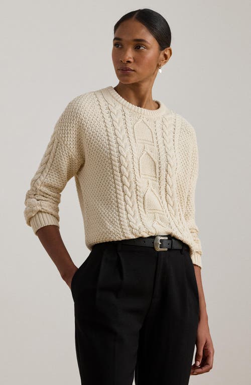 Ralph Lauren Lauren  Rexden Cable Stitch Sweater In Brown