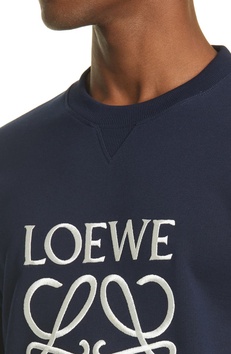 Loewe Embroidered Anagram Logo Cotton Sweatshirt, Alternate, color, 