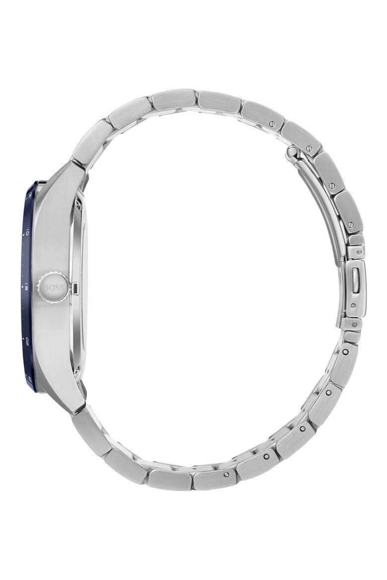 Grand Prix Automatic Bracelet Watch, 44mm, Alternate, color, SILVER/ BLUE/ SILVER