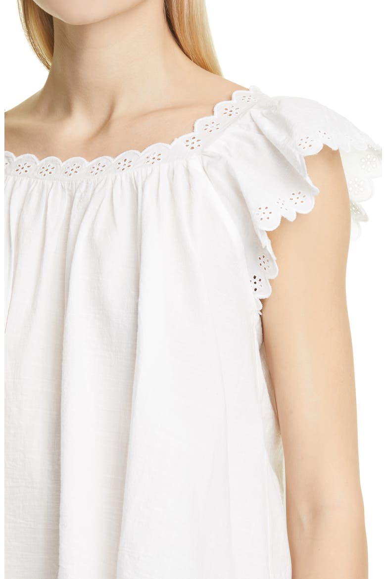 Keepsake Eyelet Trim Top, Alternate, color, WHITE