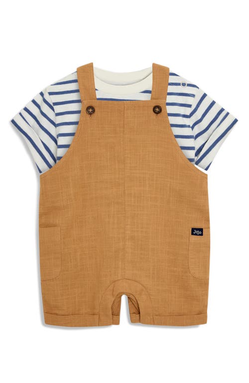 JOJO MAMAN BÉBÉ JOJO MAMAN BEBE STRIPE COTTON T-SHIRT & OVERALLS SET