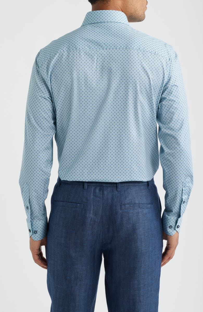 Bugatchi James OoohCotton<sup>®</sup> Geo Print Button-Up Shirt, Alternate, color, Seafoam