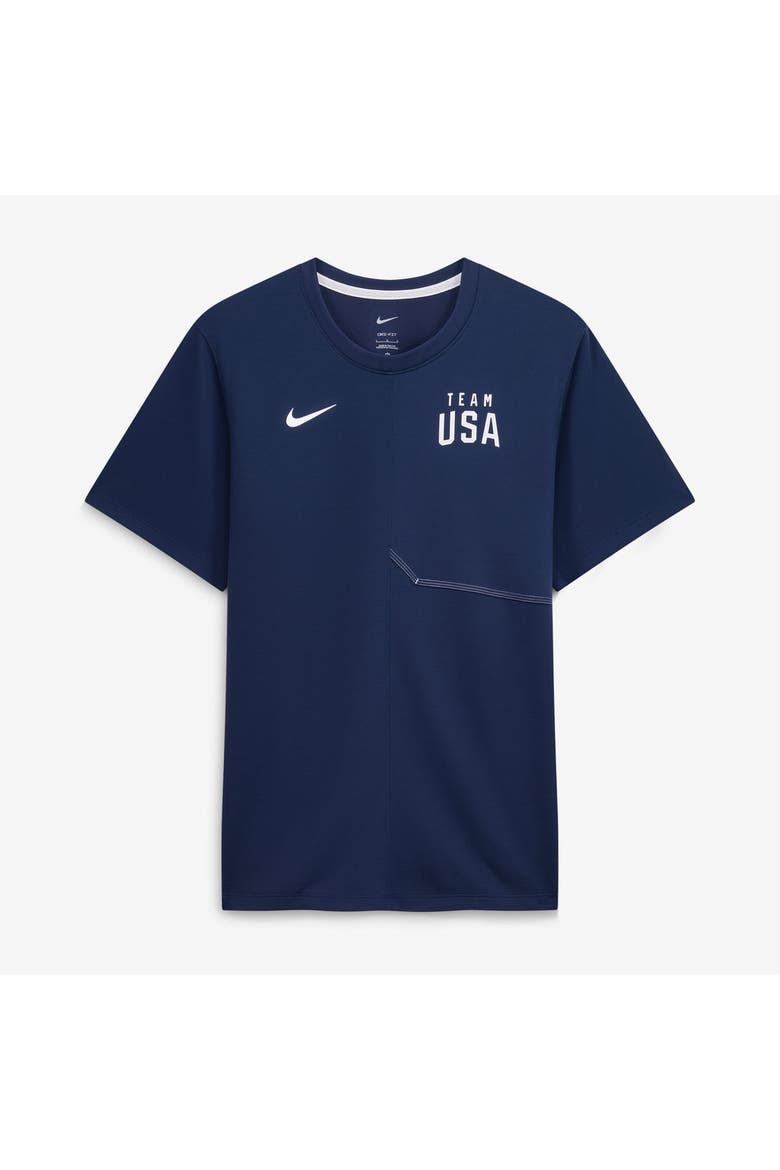 Men's Nike  Navy Team USA Sideline UV Dri-FIT Coaches Shirt, Main, color, Navy