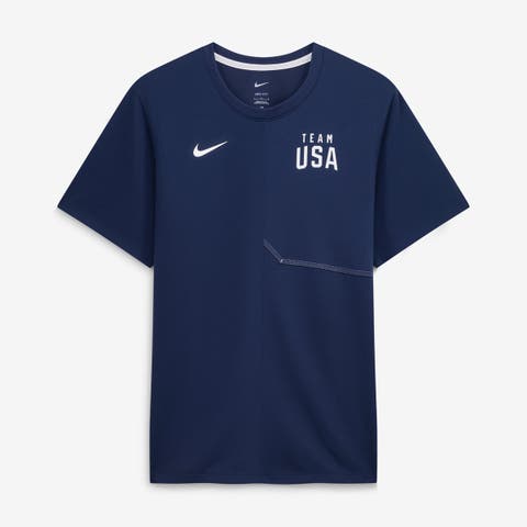 Men's Nike  Navy Team USA Sideline UV Dri-FIT Coaches Shirt