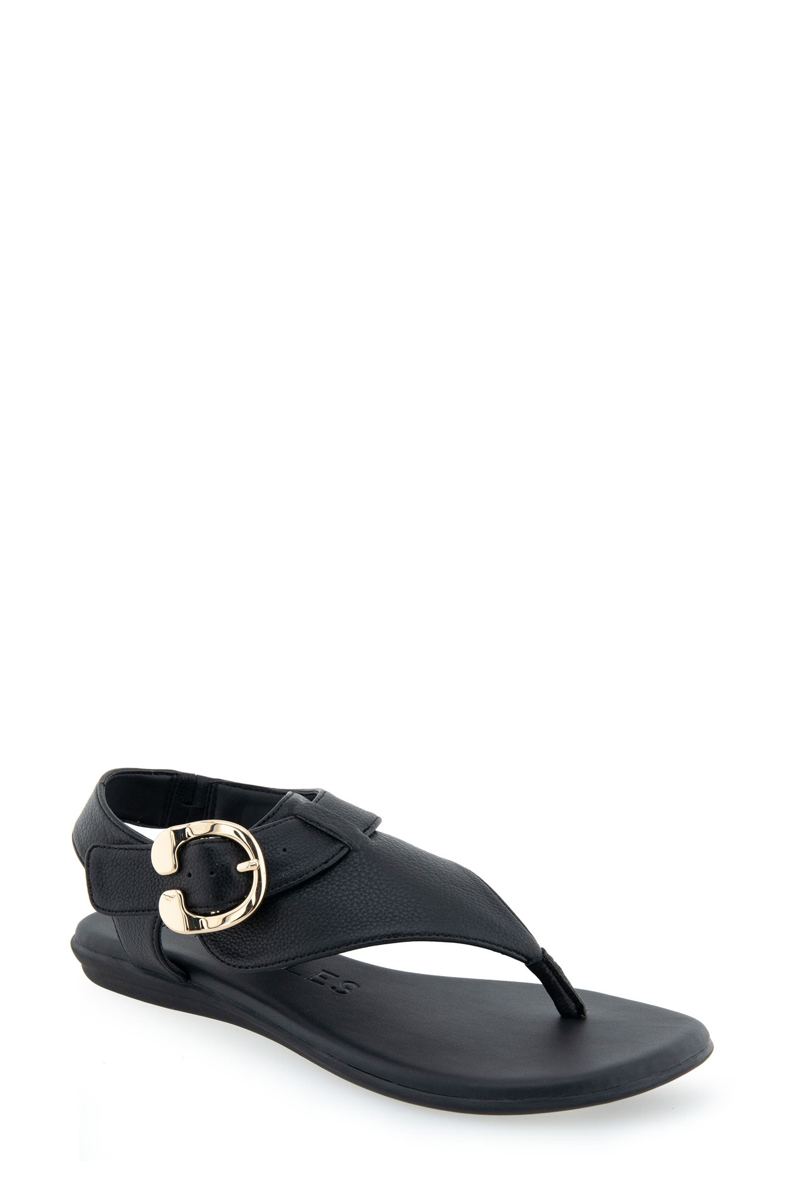 Isa Buckle Sandal, Main, color, BLACK GRAINY PU
