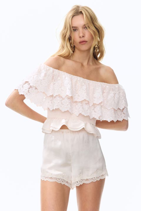 Flounced Off-the-shoulder Top