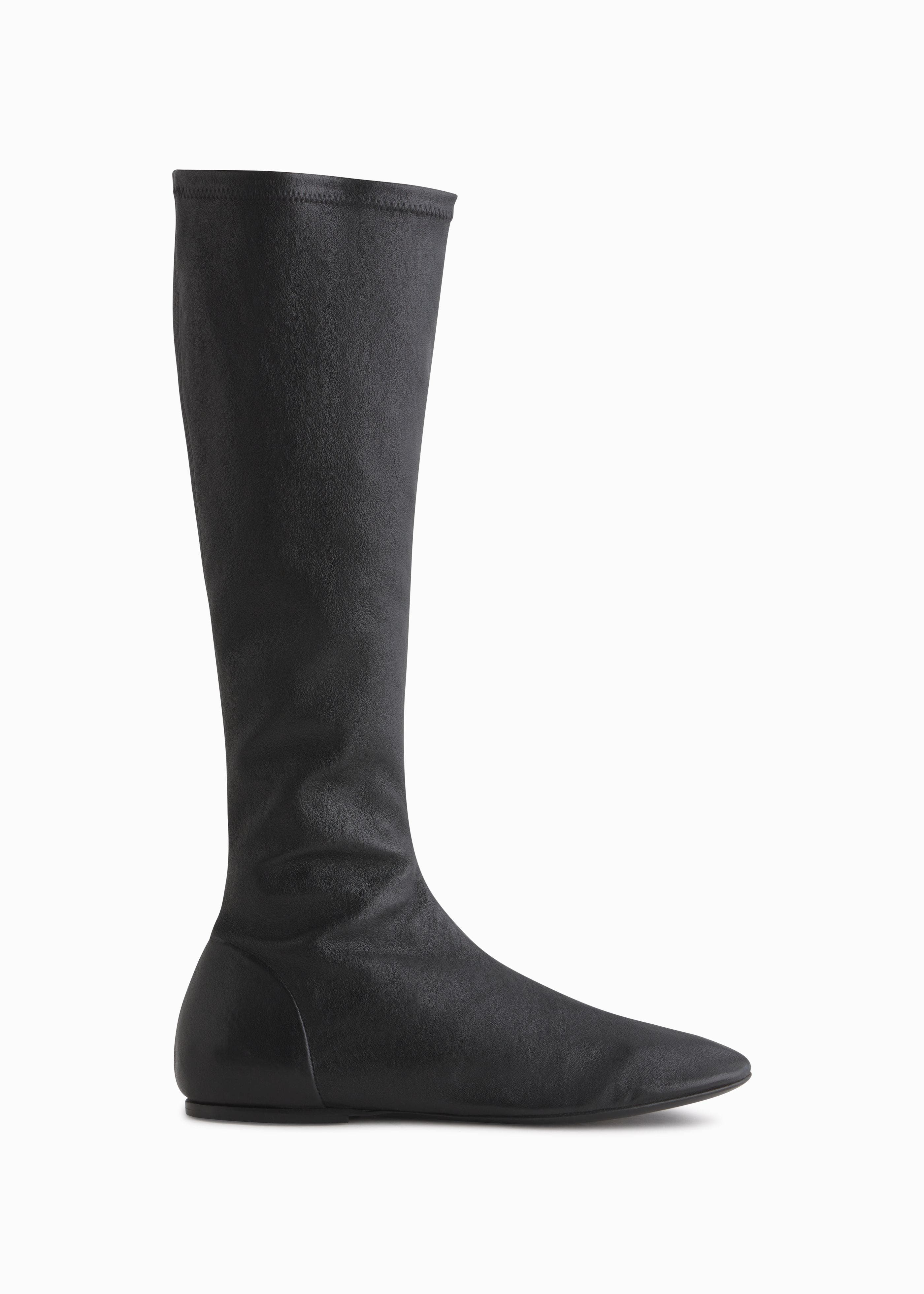 CO Stretch Leather Knee-High Bootie, Main, color, Black