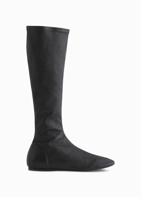 Stretch Leather Knee-High Bootie