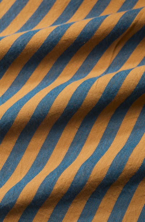 Seasalt Cornwall Oak Leaf Stripe Organic Cotton Half Placket Shirt In Blue