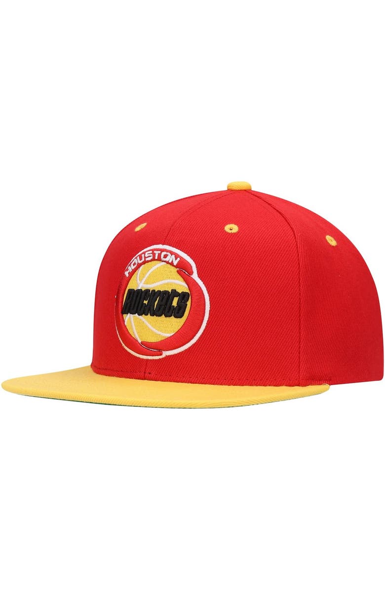 Mitchell & Ness Men's Mitchell & Ness Red/Yellow Houston Rockets Hardwood Classics 1994 NBA Finals XL Patch Snapback Hat, Alternate, color, 