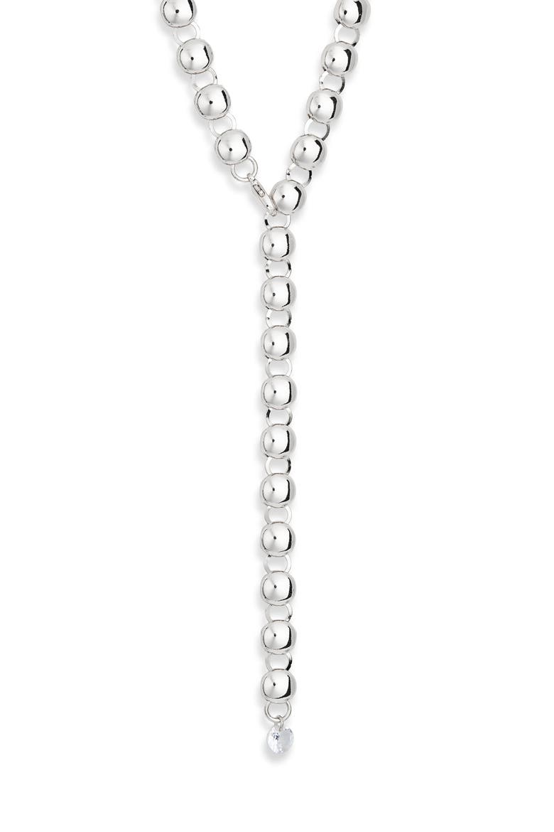 Cubic Zirconia Y-Necklace, Main, color, CLEAR- SILVER