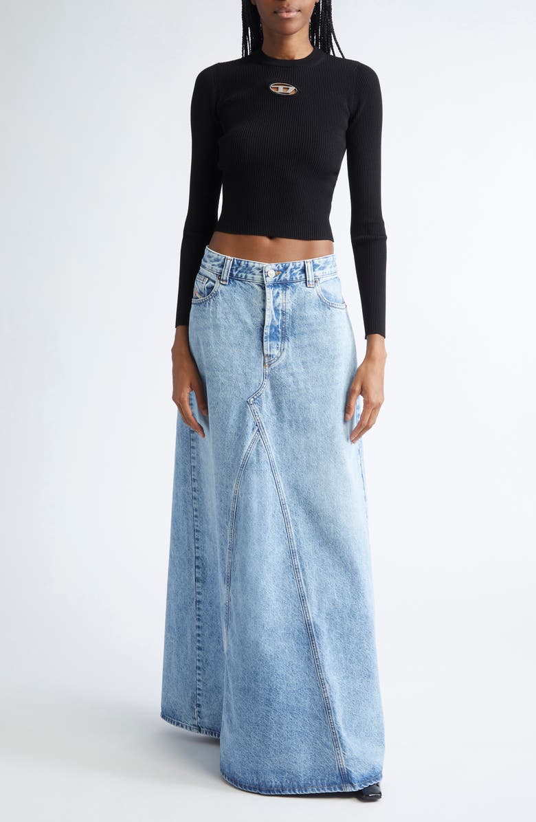 DIESEL<sup>®</sup> M-Valari Logo Cutout Rib Top, Alternate, color, Deep/ Black