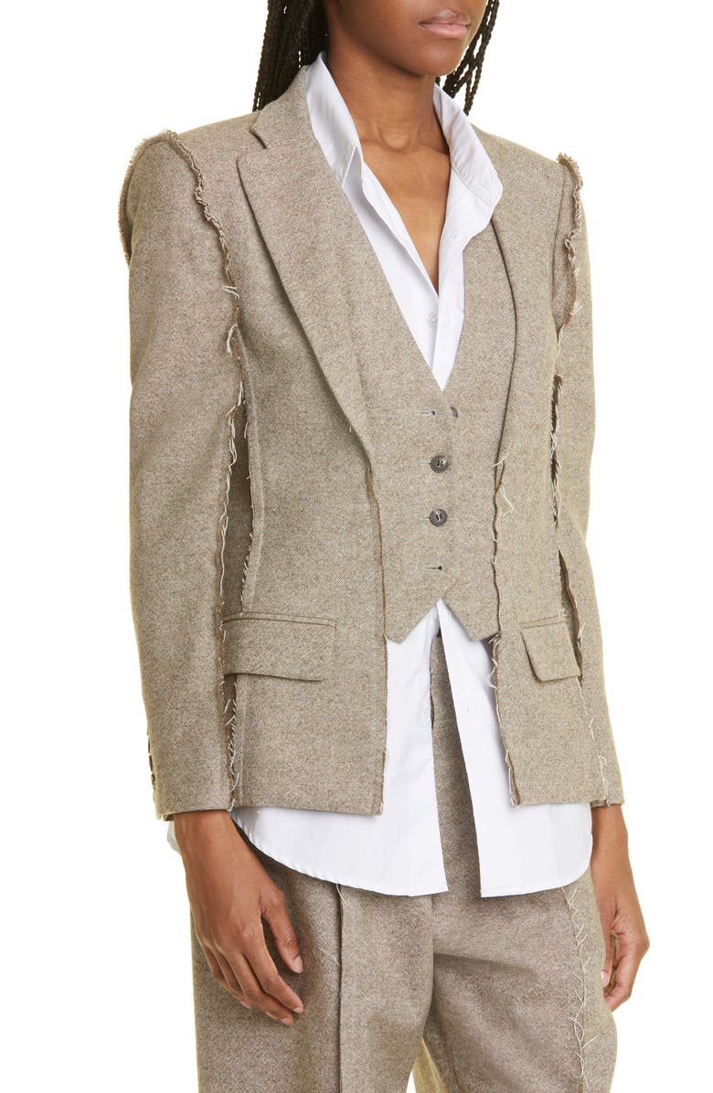 R13 Fray Seam Flat Sleeve Merino Wool Blazer, Alternate, color, 