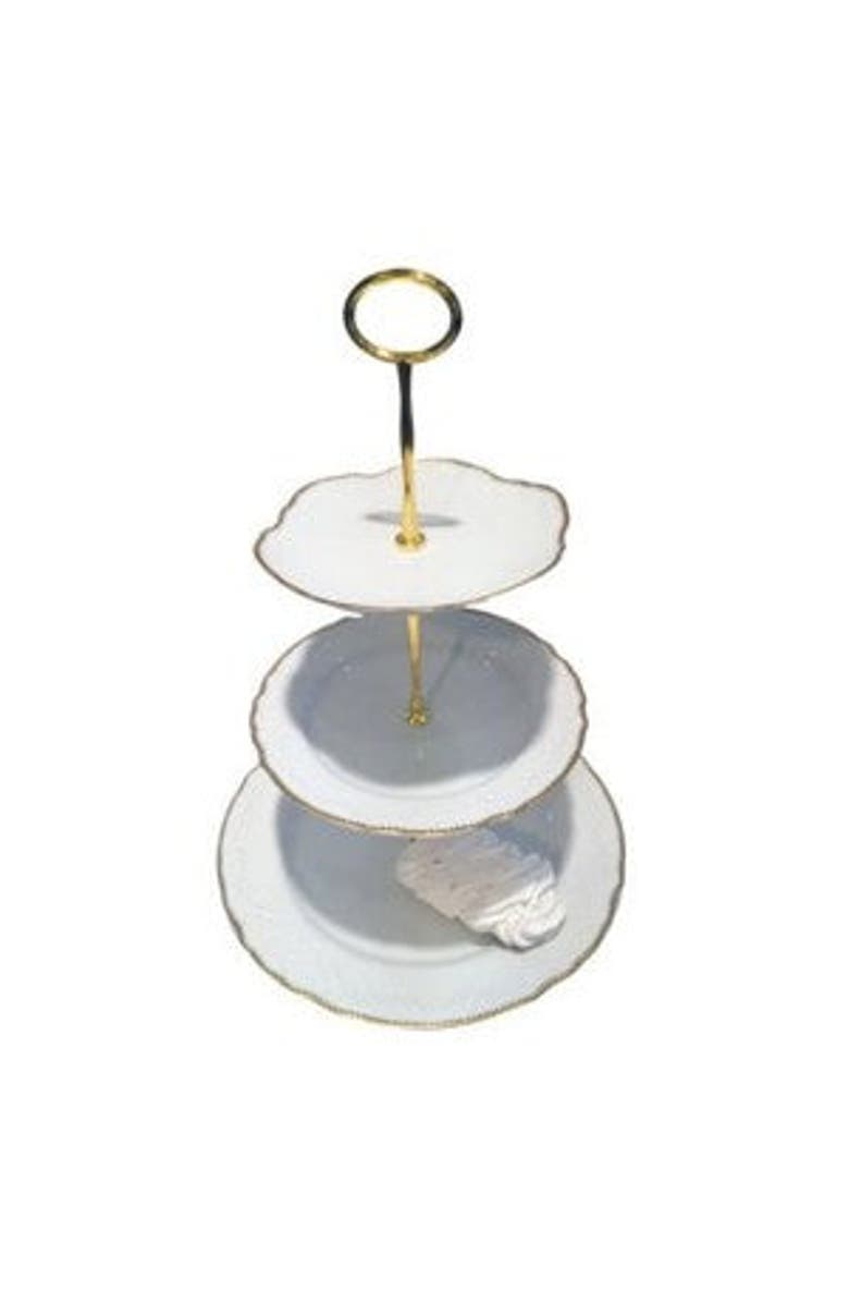 Anna Weatherley Simply Anna 3 Tier Stand, Main, color, White/Gold