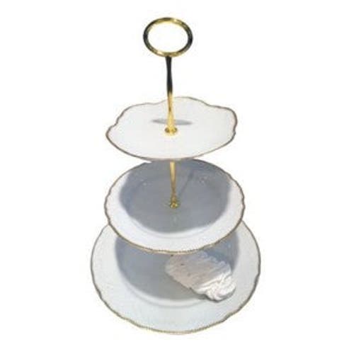 Anna Weatherley Polka 2-tier Server In White/gold