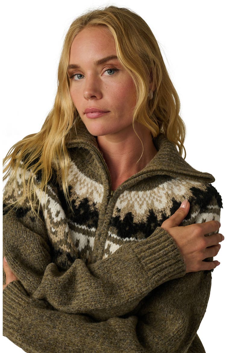 The Wells Fair Isle Wool Blend Half Zip Sweater, Alternate, color, OLIVE MULTI FAIR I