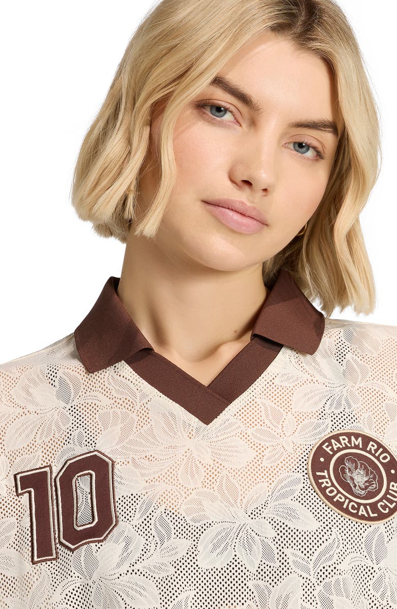 ADIDAS X FARM RIO x Farm Rio Lace Jersey, Alternate, color, Ecru Tint/ Auburn