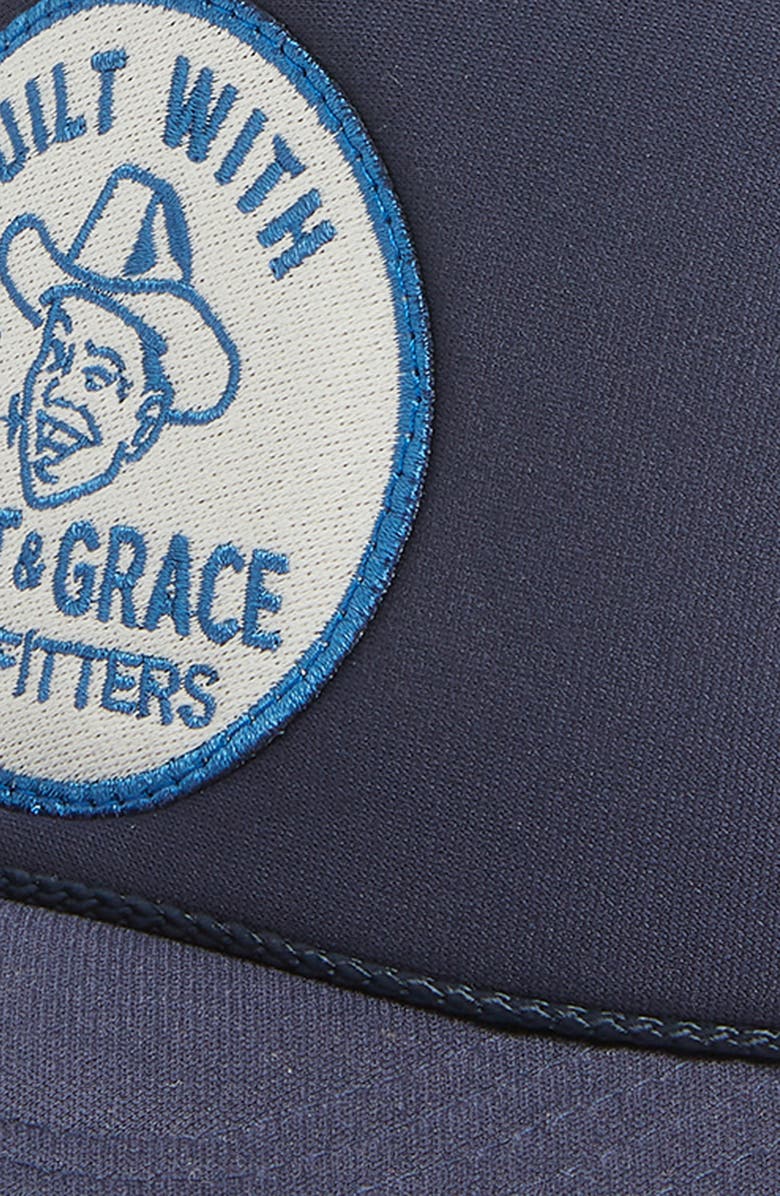 Friday Feelin’ Built with Grace Trucker Hat, Alternate, color, Navy