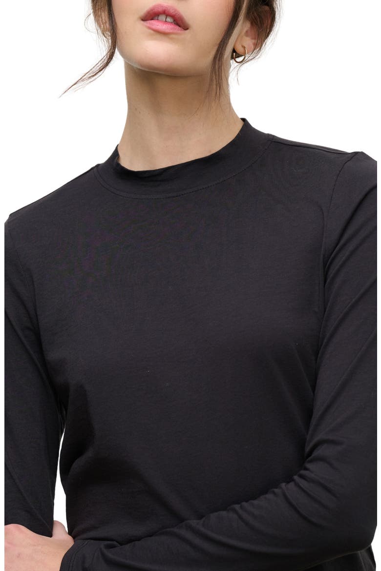 Whisper Stretch Cotton Long Sleeve T-Shirt, Alternate, color, BLACK