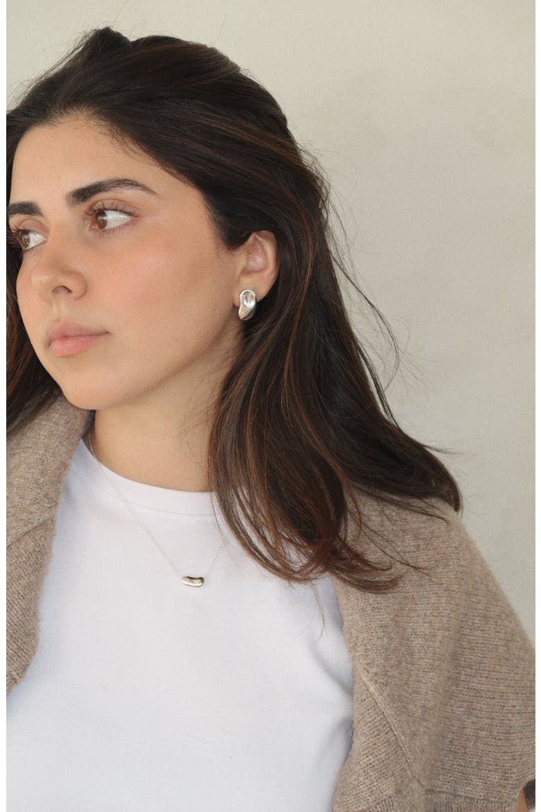 Bean Earrings, Alternate, color, Silver (White Silver)
