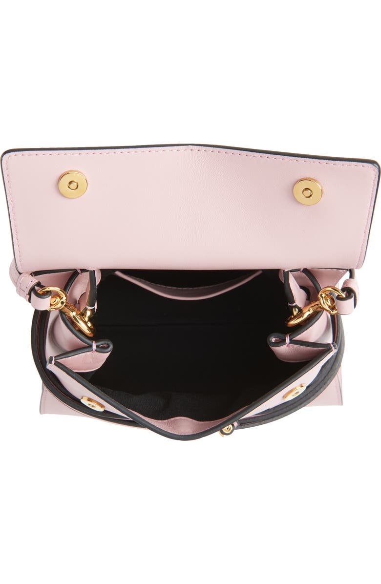 Moschino Small Tie Me Leather Top Handle Bag, Alternate, color, Pink