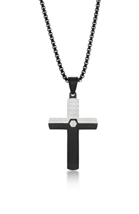 Men's Two-Tone Cross Pendant Necklace