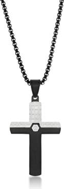 Metallo Men's Two-Tone Cross Pendant Necklace