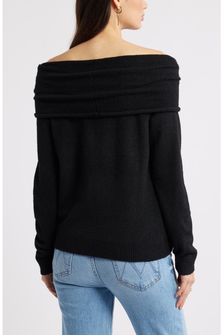 Twisted Collar Sweater, Alternate, color, BLACK