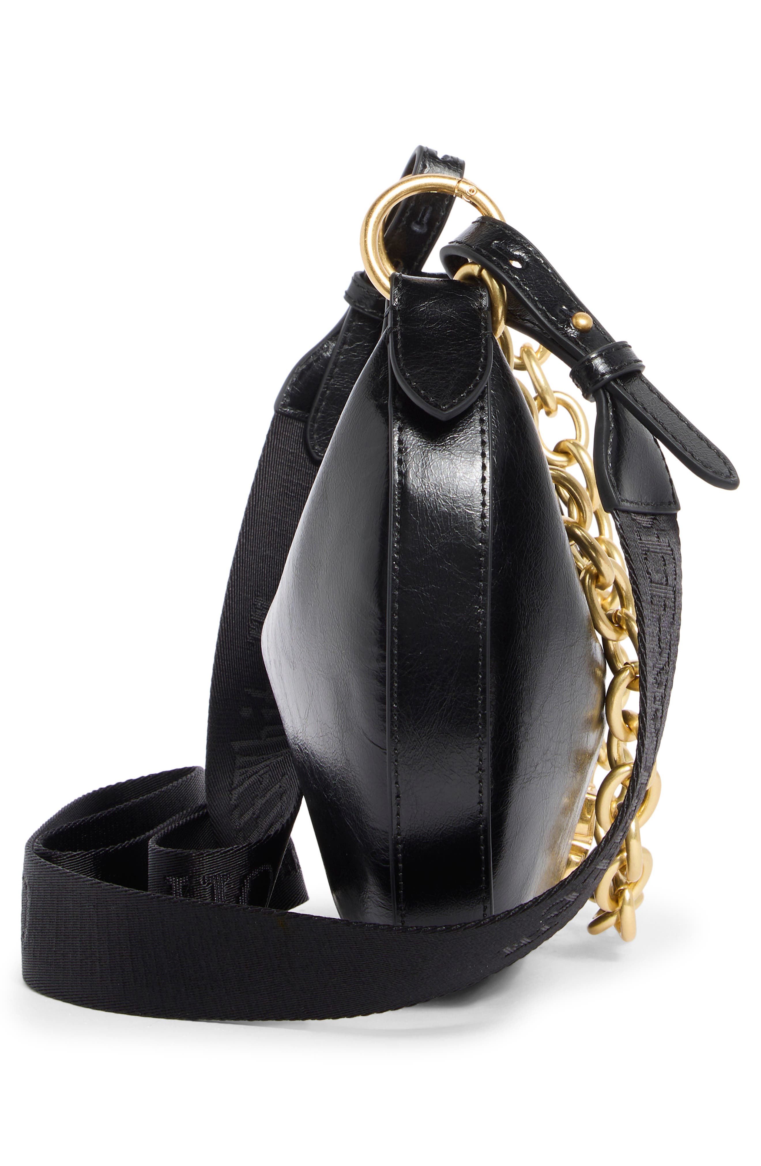 Off-White Hemisphere Leather Hobo Bag, Alternate, color, Black