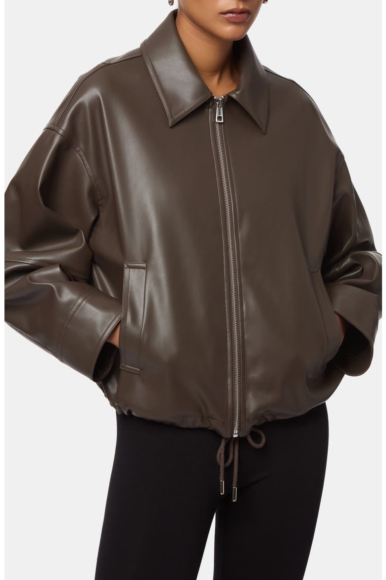 Ada Faux Leather Bomber Jacket, Main, color, DEEP BROWN