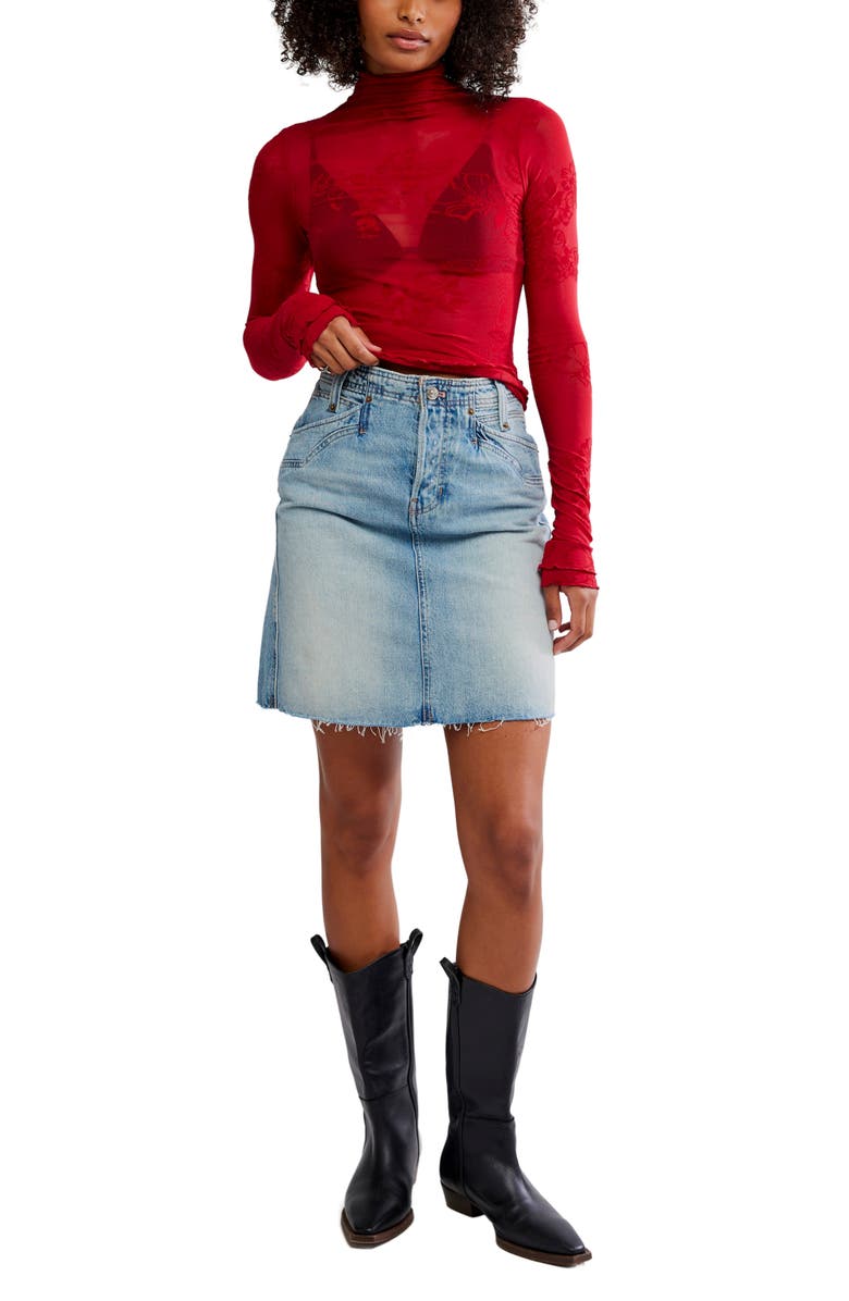 Free People You Decide Lace Mesh Top, Alternate, color, Deep Cherry