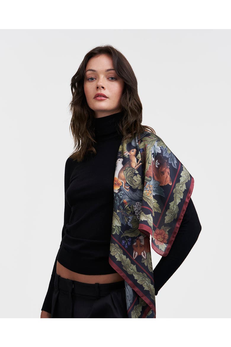 Woodland Solstice Square Scarf, Alternate, color, Forest Green