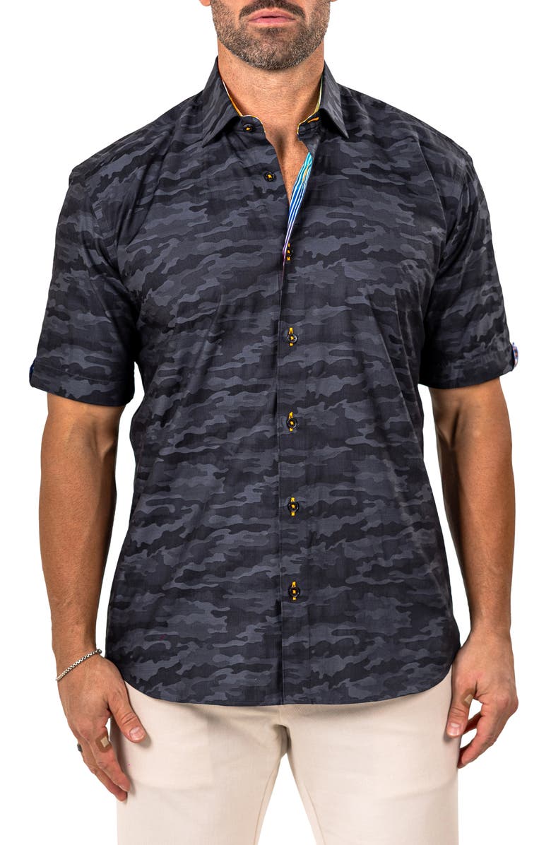 Maceoo Galileo Marthy Short Sleeve Cotton Button-Up Shirt, Main, color, 