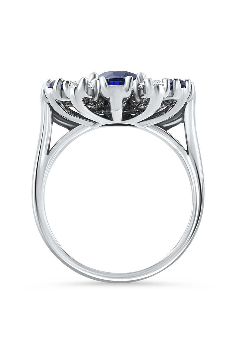 3.80Ct Nicole Blue Sapphire Diamond Ring 14k Gold Lab Grown, Alternate, color, 14k White Gold