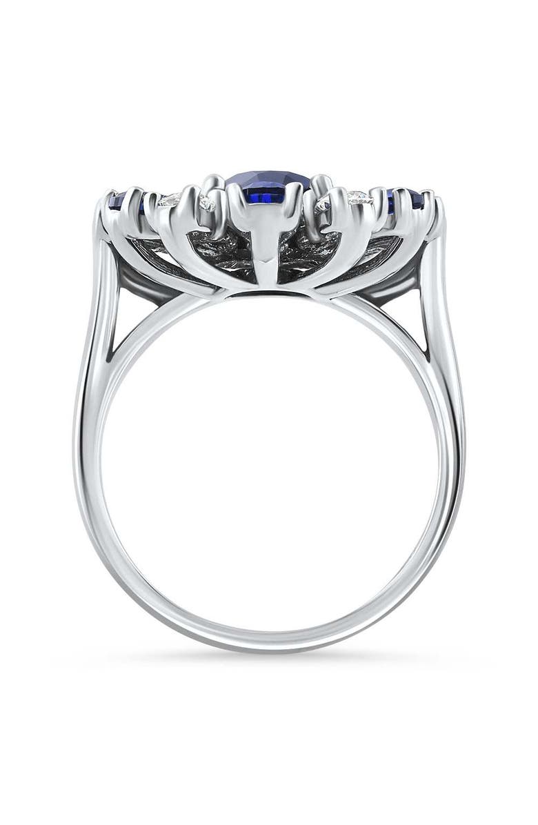 Bliss Diamond 3.80Ct Nicole Blue Sapphire Diamond Ring 14k Gold Lab Grown, Alternate, color, 14K White Gold
