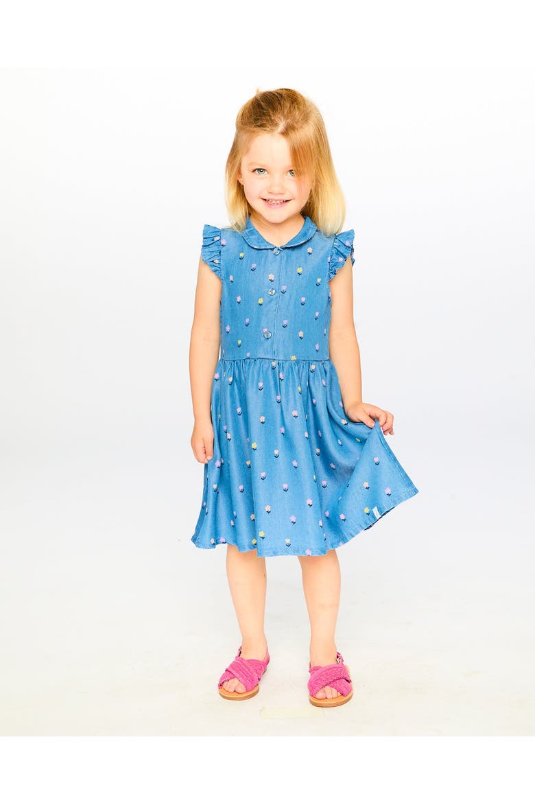 Sleeveless Flower Button Down Dress, Alternate, color, Blue Floral Print