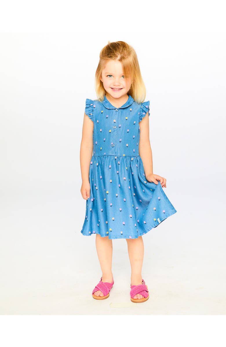 Deux par Deux Sleeveless Flower Button Down Dress, Alternate, color, Blue Floral Print